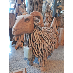 Baran z drewna tekowego Dekoracja Ozdoba 1:1 XL